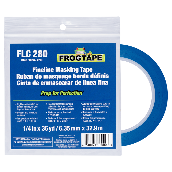 Shurtape FLC 280 Blue High-Temperature PVC Fineline Masking Tape - 1/2 in x 36 yd product image