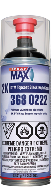 SprayMax DTM Black Top Coat (Direct-To-Metal) Aerosol SPM.3680222