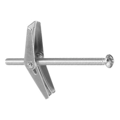 Au-ve-co® 10018 Spring Wing Toggle Bolt, Imperial, 1/4-20 Thread, 4 in OAL, Round Head