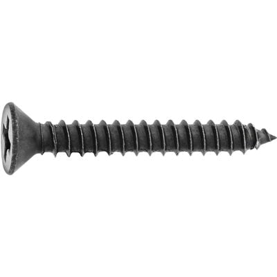Au-ve-co® 10179 Tapping Screw, #8 Thread, 1-1/4 in OAL, Phillips Flat Head, Black Oxide