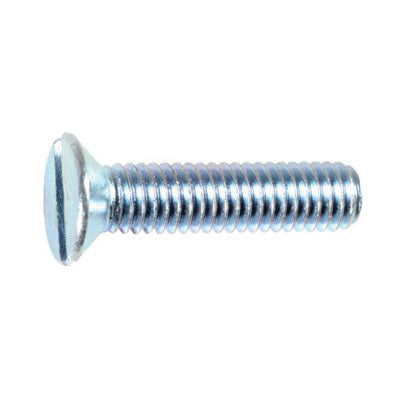 Au-ve-co® 10488 Machine Screw, M6x1 Thread, 25 mm OAL, Medium, Slotted Flat Head, Zinc-Plated