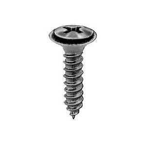 Au-ve-co® 10653 Tapping Screw With Flush Washer, #8 Thread, 11/16 in OAL, Phillips Oval, Sems® Head, Black Oxide
