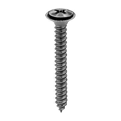 Au-ve-co® 10654 Tapping Screw With Flush Washer, #8 Thread, 1-1/4 in OAL, Phillips Oval, Sems® Head, Black Oxide