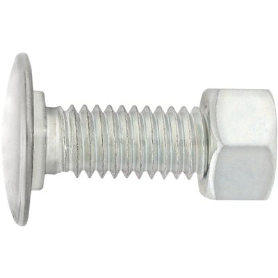 Au-ve-co® 10657 Bumper Bolt With Lock Nut, System of Measurement: Imperial, 3/8-16 Thread, 1 in L, Pan Head, Zinc