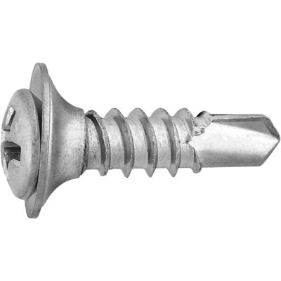 Au-ve-co® 11448 Tapping Screw With Flush Washer, #8 Thread, 5/8 in OAL, Phillips Oval, Sems® Head, Chrome