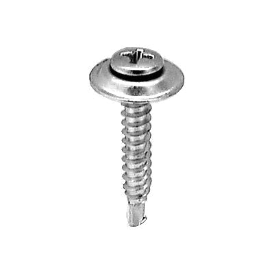 Au-ve-co® 11451 Tapping Screw With Countersunk Washer, #8 Thread, 1 in OAL, Phillips Oval, Sems® Head, Chrome
