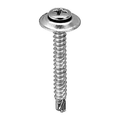 Au-ve-co® 11452 Tapping Screw With Countersunk Washer, #8 Thread, 1-1/4 in OAL, Phillips Oval, Sems® Head, Chrome