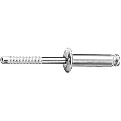 Au-ve-co® 11621B Peel Rivet, 1/4 in Dia Rivet, 1/2 in Dia Flange, 33/64 to 19/32 in Panel Grip, Aluminum