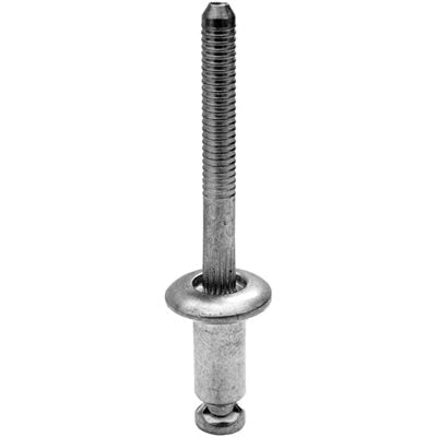 Au-ve-co® 11852 Peel Rivet, 1/4 in Dia Rivet, 1/2 in Dia Flange, 5/64 to 7/64 in Panel Grip, Aluminum