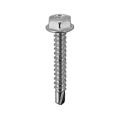 Au-ve-co® 11906 Tapping Screw, #8 Thread, 1 in OAL, Hex Washer Head, Zinc-Plated