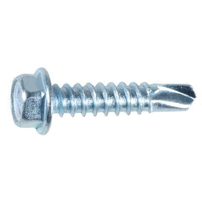 Au-ve-co® 11911 Tapping Screw, #12 Thread, 1 in OAL, Hex Washer Head, Zinc-Plated