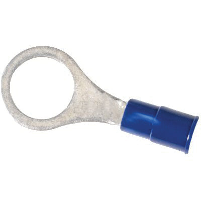Au-ve-co® 12144 Solderless Ring Terminal, 16 to 14 AWG Wire, Electrolytic Copper, Blue