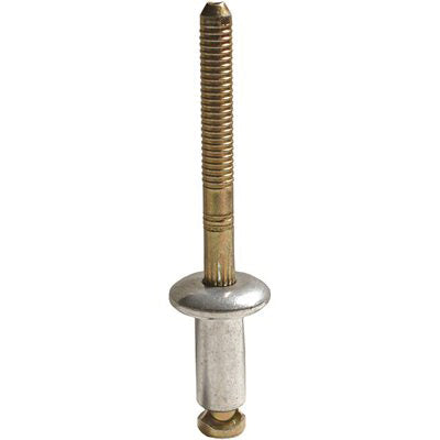 Au-ve-co® 12655 Peel Rivet, 1/4 in Dia Rivet, 1/2 in Dia Flange, 9/64 to 3/16 in Panel Grip, Aluminum