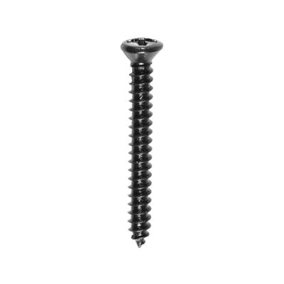 Au-ve-co® 12896 Tapping Screw, #4 Thread, 3/4 in OAL, Phillips Oval Head, Black Oxide