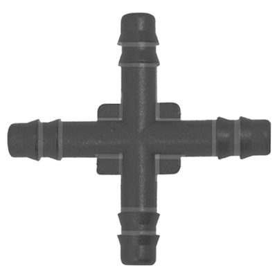 Au-ve-co® 12939 Cross Connector, 3/16 in 3/16 in 3/16 in 3/16 in, Nylon