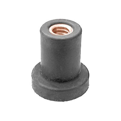 Au-ve-co® 13010 Well Nut With Captive Brass Nut, System of Measurement: Imperial, 1/4-20 Thread, Neoprene