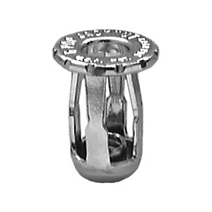 Au-ve-co® 13014 Expansion Nut, System of Measurement: Imperial, #10-24 Thread, 0.382 in OD, 1010 Steel, Zinc