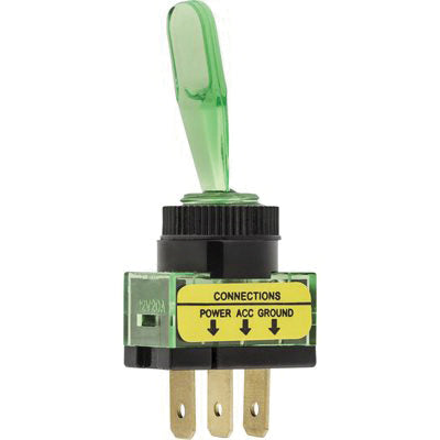 Au-ve-co® 13524 Illuminated Toggle Switch With Bezel Nut and Back-Up Collar for Mounting in 1/2 in Hole, 20 A