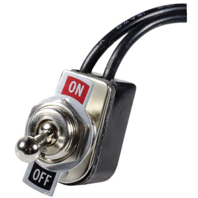 Au-ve-co® 13629 Toggle Switch With (2) 6 in Lead Wires, 6/15 A, On-Off SPST