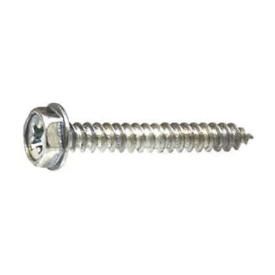 Au-ve-co® 13728 Tapping Screw, #6 Thread, 1 in OAL, Phillips Indented Hex Washer Head, Zinc-Plated