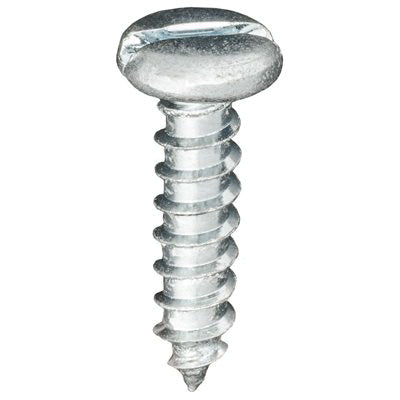Au-ve-co® 1382 Tapping Screw, #14 Thread, 1 in OAL, Slotted Pan Head, Bright Zinc Chromate