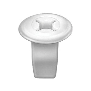 Au-ve-co® 14695 Screw Grommet, 16 mm Dia Head, Fits Hole Size: 8 mm, Nylon, White