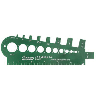Au-ve-co® 14769 Bolt and Nut Gauge, System of Measurement: Imperial, For Nut Size: Plastic