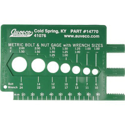 Au-ve-co® 14770 Bolt and Nut Gauge, System of Measurement: Metric, For Nut Size: Plastic