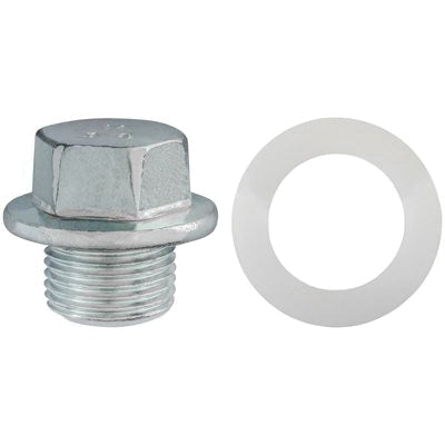 Au-ve-co® 15529 Oil Drain Plug With Gasket, M18x1.5 Thread, 12 mm L Thread, 19 mm Head, Steel, Zinc-Plated