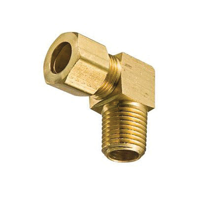 Au-ve-co® 168 90 deg Elbow, 1/2 in Compression Tube x 1/2 in MNPT, Brass