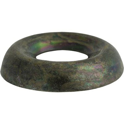 Au-ve-co® 16011 Countersunk Finishing Washer, #6, 11/64 in ID, 7/16 in OD, Brass, Black Ebonol