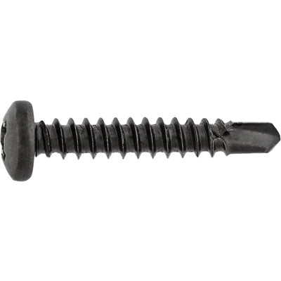 Au-ve-co® 16038 Tapping Screw, #10 Thread, 1 in OAL, Phillips Pan Head, Black Oxide