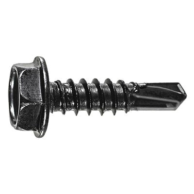 Au-ve-co® 16042 Tapping Screw, #10 Thread, 1/2 in OAL, Hex Washer Head, Black Oxide