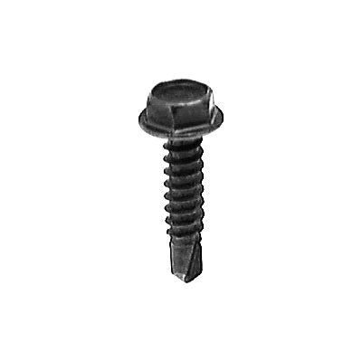 Au-ve-co® 16040 Tapping Screw, #8 Thread, 3/4 in OAL, Hex Washer Head, Black Oxide