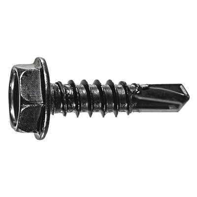 Au-ve-co® 16043 Tapping Screw, #10 Thread, 3/4 in OAL, Hex Washer Head, Black Oxide