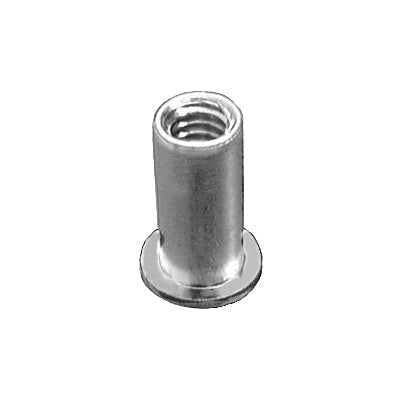 Au-ve-co® NUTSERT® 16180 Nut Insert, #10-32 Thread, 0.01 to 0.08 in Thick Material, 0.531 to 0.546 in L, Aluminum, Plain