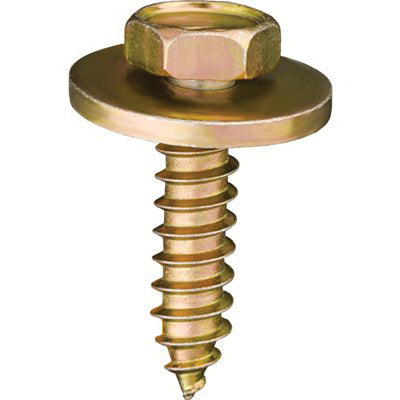 Au-ve-co® 16589 Tapping Screw, System of Measurement: Imperial, #10 Thread, 3/4 in L, Indented Hex, Sems® Head