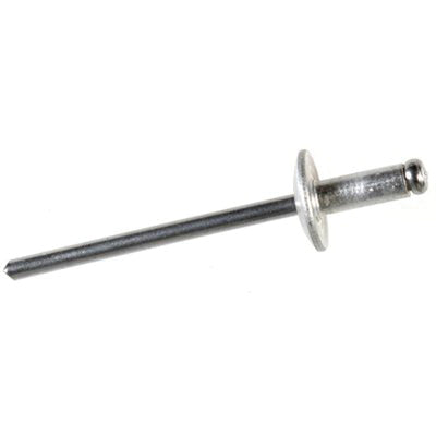 Au-ve-co® 16686 Large Flange Multi-Purpose Rivet, 1/8 in Dia Rivet, 3/8 in Dia Flange, 1/8 to 3/16 in Panel Grip