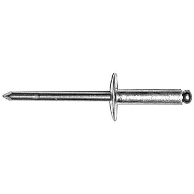 Au-ve-co® 16940 Specialty Rivet, 3/16 in Dia Rivet, 5/8 in Dia Flange, 1/2 to 5/8 in Panel Grip, Aluminum