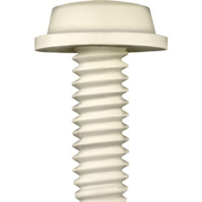 Au-ve-co® 17171 License Plate Screw, System of Measurement: Imperial, 1/4-20 Thread, 5/8 in L, Truss Washer Head, Nylon