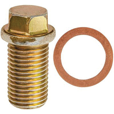 Au-ve-co® 18026 Oil Drain Plug With Gasket, M14x1.5 Thread, 24 mm L Thread, 13 mm Head, Steel, Zinc-Plated