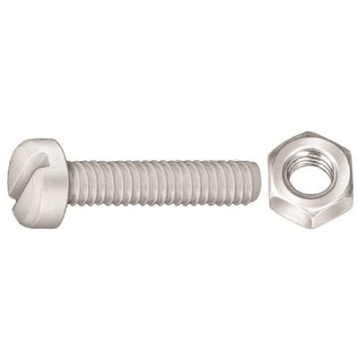 Au-ve-co® 18239 License Plate Screw, System of Measurement: Metric, M6x1 Thread, 25 mm L, Pan Head, Slotted Drive