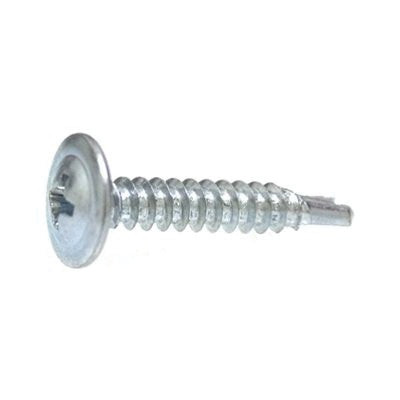 Au-ve-co® 18296 Tapping Screw, System of Measurement: Imperial, #8-18 Thread, 1 in L, Round Washer Head, Zinc