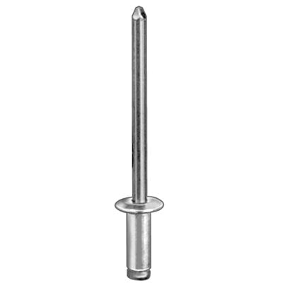 Au-ve-co® PAN'L 18812 Large Dome Head Blind Rivet, 11/16 in L, 3/16 in Dia, 3/8 to 1/2 in Grip, Steel, Silver