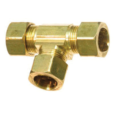 Au-ve-co® 186 Union Tee, 3/16 in Compression Tube x 3/16 in Compression Tube x 3/16 in Compression Tube, Brass