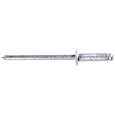 Au-ve-co® PAN'L 18730 Dome Head Blind Rivet, 1/2 in L, 5/32 in Dia, 1/4 to 3/8 in Grip, Aluminum, Silver