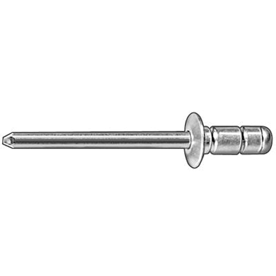 Au-ve-co® POP® 18743 Multi-Grip Dome Head Blind Rivet, 13/32 in L, 5/32 in Dia, 3/64 to 1/4 in Grip, Aluminum, Silver