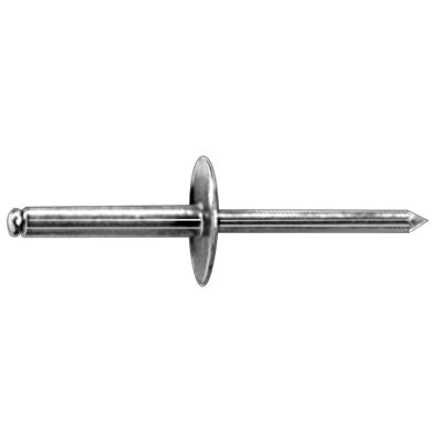Au-ve-co® 19111 Specialty Rivet, 3/16 in Dia Rivet, 3/4 in Dia Flange, 11/16 to 13/16 in Panel Grip, Aluminum