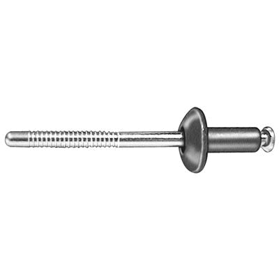 Au-ve-co® 19414 Peel Rivet, 3/16 in Dia Rivet, 1/2 in Dia Flange, 1/32 to 1/4 in Panel Grip, Aluminum