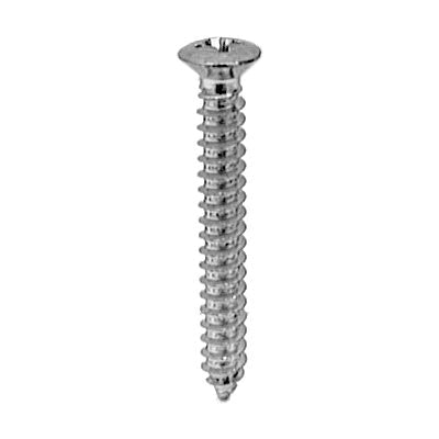 Au-ve-co® 20374 Tapping Screw, #10 Thread, 1-1/2 in OAL, Phillips Oval Head, Chrome